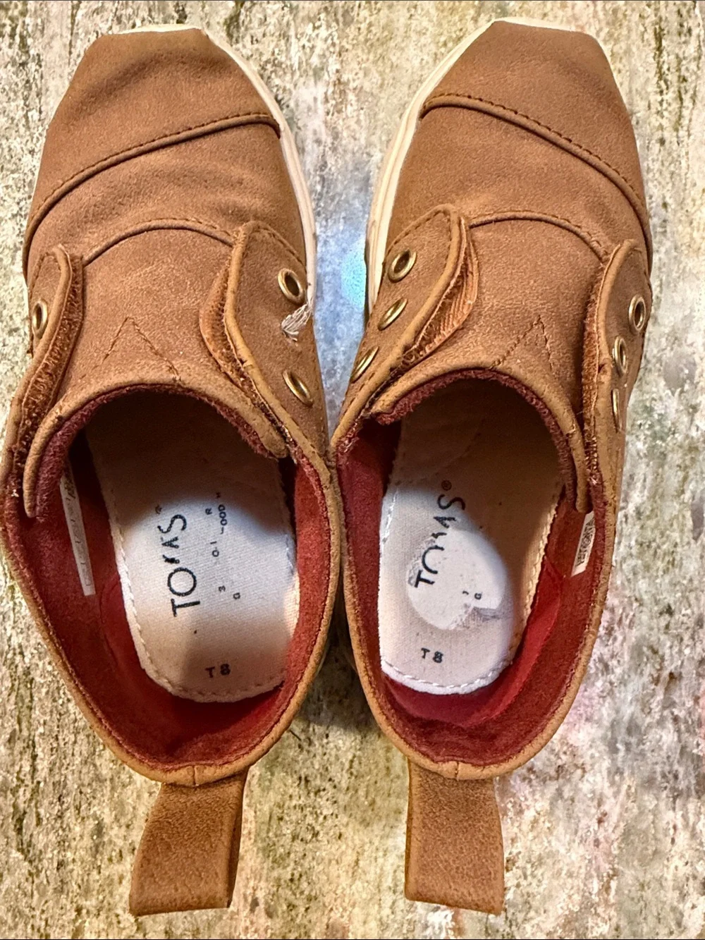 Toms Brown Suede-Look Kids Slip-On Sneakers